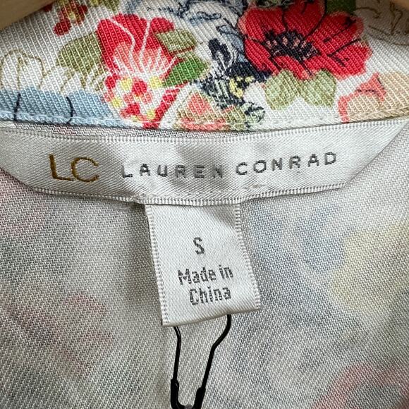 NEW LC Lauren Conrad SMALL Cream Floral Romper Sleeveless Button Up Front - Picture 9 of 13